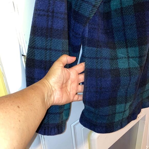 KAREN SCOTT Green Black Fleece Plaid Zippered Jacket with pockets Womens Large - Picture 6 of 10